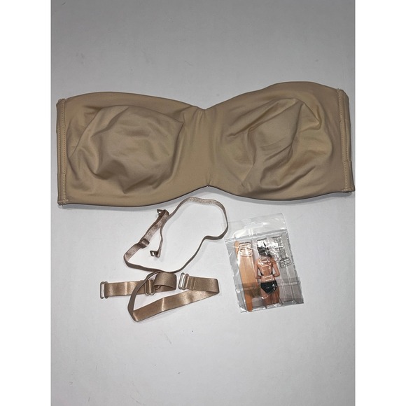 Fitcharm Strapless Bra Convertible Beige 38/85C Women's Underwire Back Closure - Picture 3 of 4